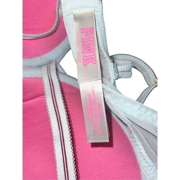 Victoria's Secret PINK Date Push Up Bra 32C Blue Floral cute girlycore - Picture 4 of 4